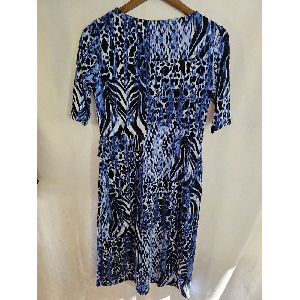 Dana Buchman Dress Size Small Blue Animal Print Sheath - Picture 2 of 4